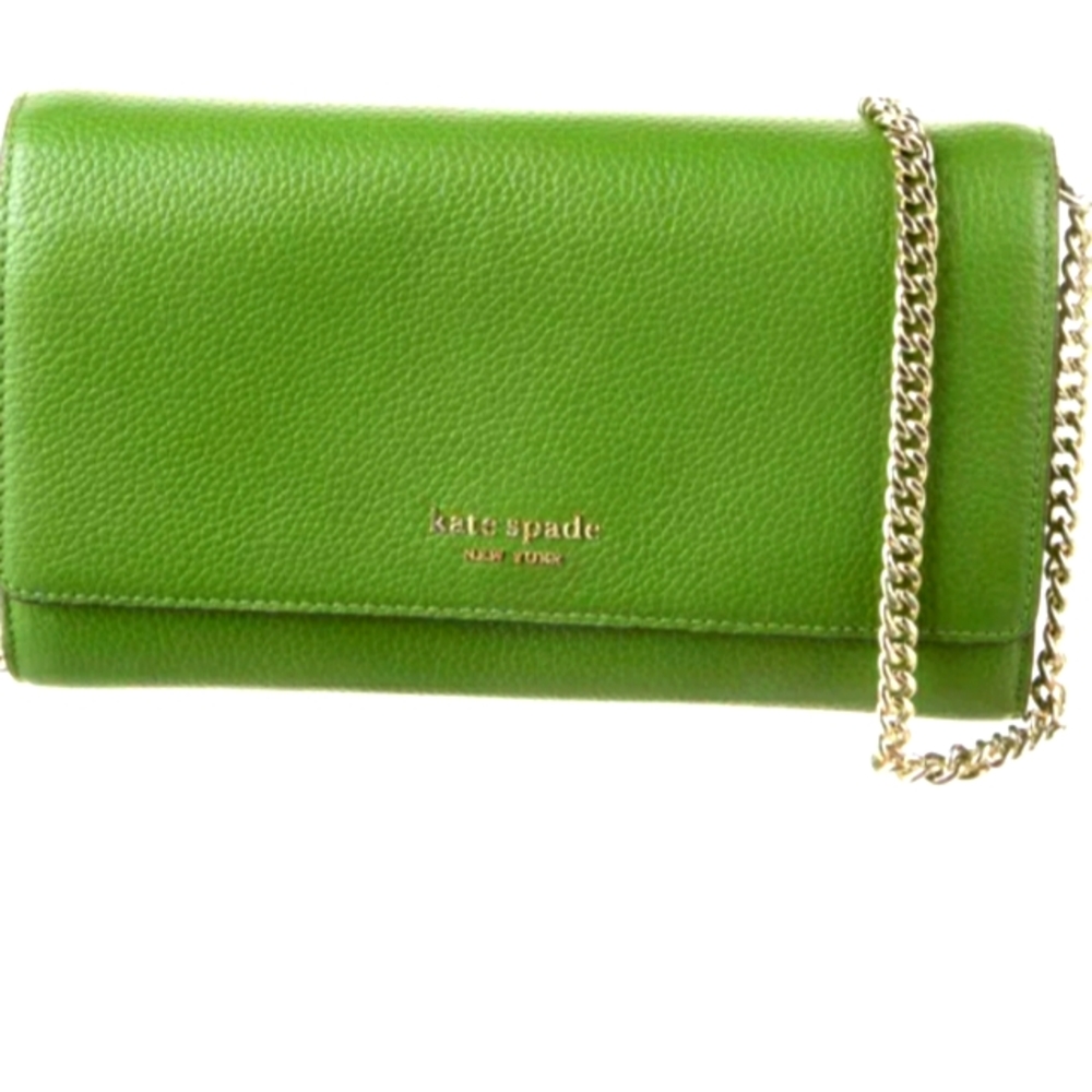 KATE SPADE ♠️ NEW YORK LINK LEATHER CROSSBODY BAG 💚 ( GREEN ) .....
